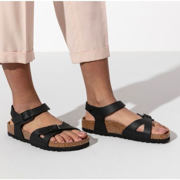 BIRKENSTOCK Rio Sandals Black Size W11 M9 GUC - Picture 1 of 8